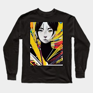 girl portrait manga drawing Long Sleeve T-Shirt